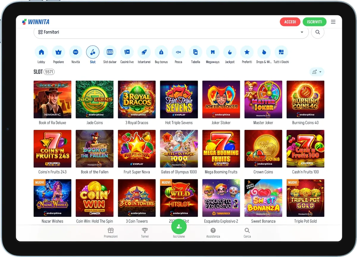 Slot machine Winnita Casino con giochi online disponibili